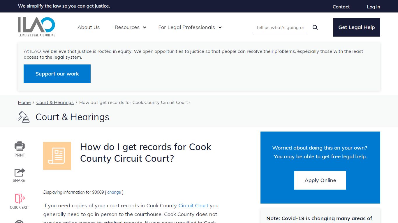 How do I get records for Cook County Circuit Court?